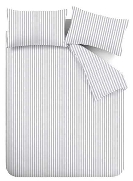 Šedé flanelové povlečení na dvoulůžko 200x200 cm Stripe – Catherine Lansfield