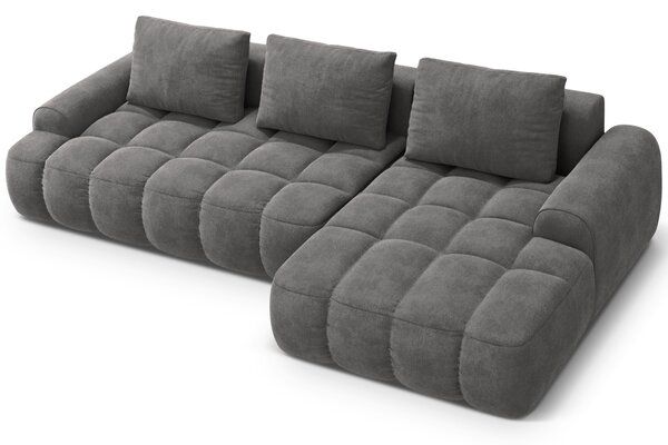 -25 % Dny MOMENTI– Cosmopolitan Design Šedá sametová rozkládací pohovka Linz 275 cm, pravá