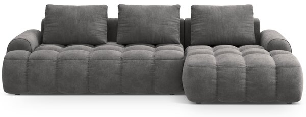 -25 % Dny MOMENTI– Cosmopolitan Design Šedá sametová rozkládací pohovka Linz 275 cm, pravá