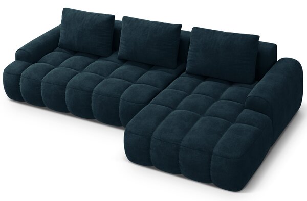 -25 % Dny MOMENTI– Cosmopolitan Design Tmavě modrá sametová rozkládací pohovka Linz 275 cm, pravá
