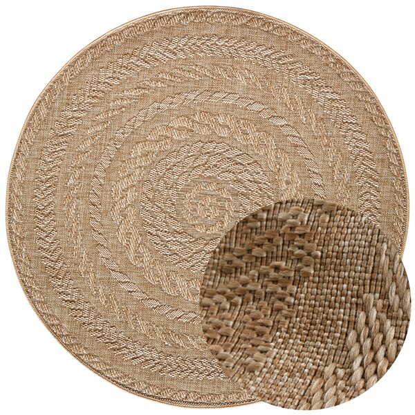 Hanse Home, Kusový koberec Forest 103998 Beige/Brown – na ven i na doma, 160x160 (průměr) kruh, béžová, chodba / předsíň