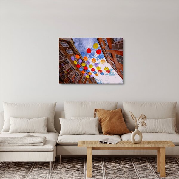 Skleněný obraz barevných deštníků (70x50 cm)