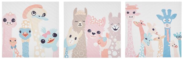 Sada 3 obrazů na plátně TILLIA Zvířecí motiv 30 x 30 cm Pestrá