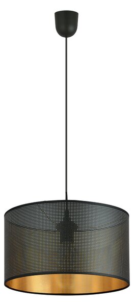 Závěsné svítidlo ASTON 1 – černé, zlaté textilní stínidlo, 1× E27, šířka 35 cm