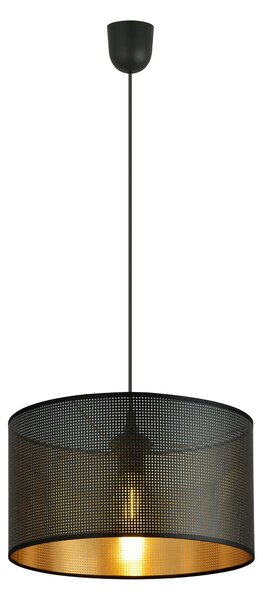 Závěsné svítidlo ASTON 1 – černé, zlaté textilní stínidlo, 1× E27, šířka 35 cm
