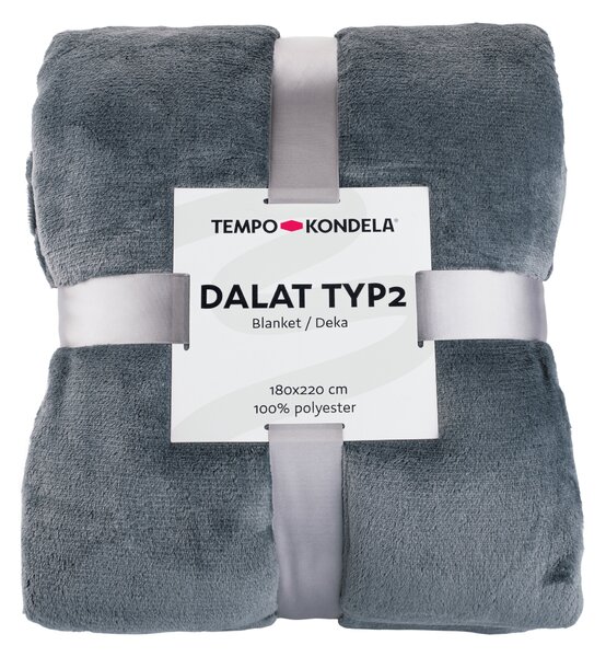 TEMPO-KONDELA DALAT TYP 2, plyšová deka, tmavě šedá, 180x220 cm