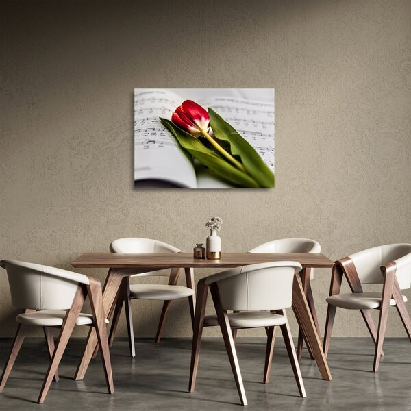 Skleněný obraz červeného tulipánu (70x50 cm)
