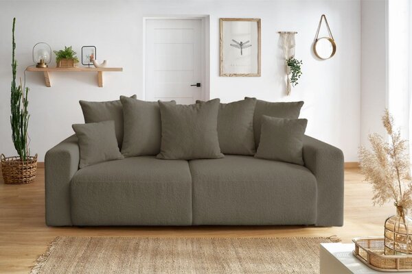 -25 % Dny MOMENTI– Bobochic Paris Hnědá bouclé rozkládací pohovka Envy 245 cm