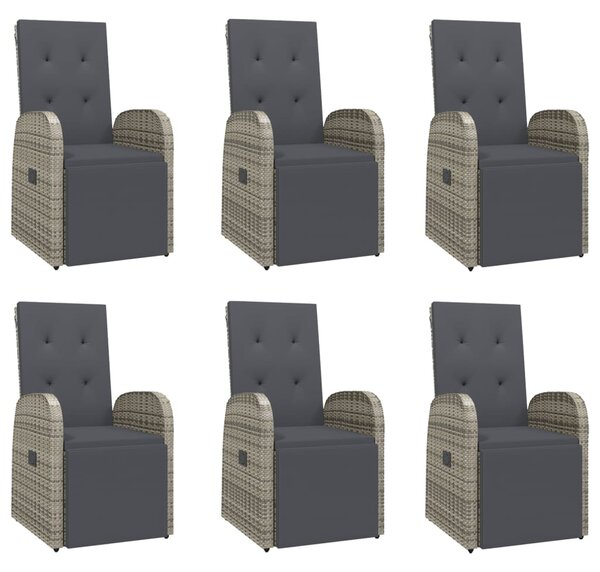 7dílný zahradní jídelní set s poduškami šedý polyratan 3157594