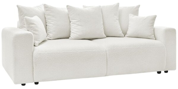 -25 % Dny MOMENTI– Bobochic Paris Bílá bouclé rozkládací pohovka Envy 245 cm