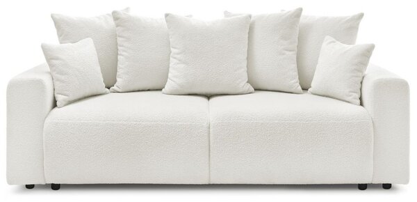 -25 % Dny MOMENTI– Bobochic Paris Bílá bouclé rozkládací pohovka Envy 245 cm