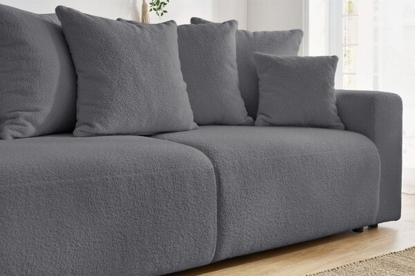 -25 % Dny MOMENTI– Bobochic Paris Tmavě šedá bouclé rozkládací pohovka Envy 245 cm