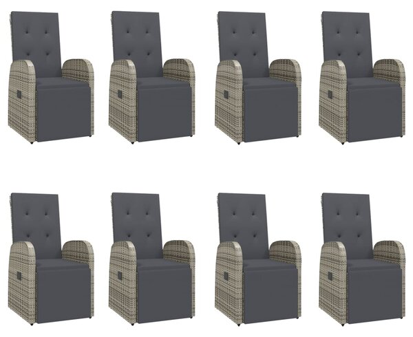 9dílný zahradní jídelní set s poduškami šedý polyratan 3157596