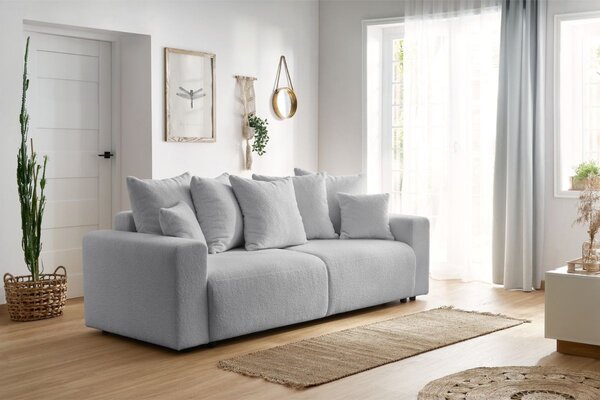 -25 % Dny MOMENTI– Bobochic Paris Světle šedá bouclé rozkládací pohovka Envy 245 cm