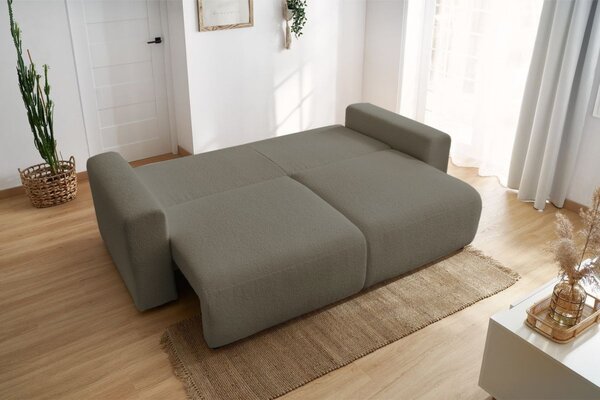 -25 % Dny MOMENTI– Bobochic Paris Hnědá bouclé rozkládací pohovka Envy 245 cm