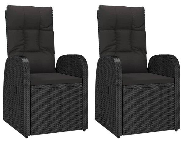 3dílný zahradní jídelní set s poduškami černý polyratan 3157597