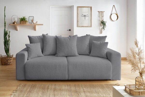-25 % Dny MOMENTI– Bobochic Paris Tmavě šedá bouclé rozkládací pohovka Envy 245 cm