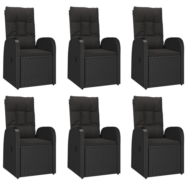 7dílný zahradní jídelní set s poduškami černý polyratan 3157603