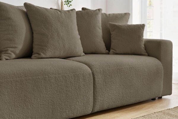 -25 % Dny MOMENTI– Bobochic Paris Hnědá bouclé rozkládací pohovka Envy 245 cm