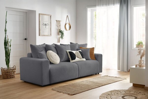 -25 % Dny MOMENTI– Bobochic Paris Tmavě šedá bouclé rozkládací pohovka Envy 245 cm