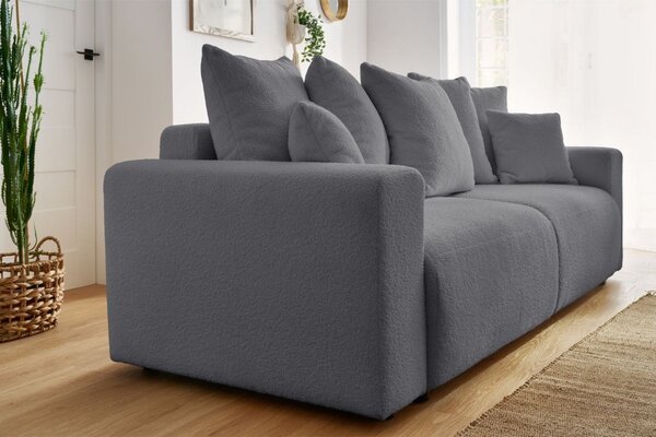 -25 % Dny MOMENTI– Bobochic Paris Tmavě šedá bouclé rozkládací pohovka Envy 245 cm