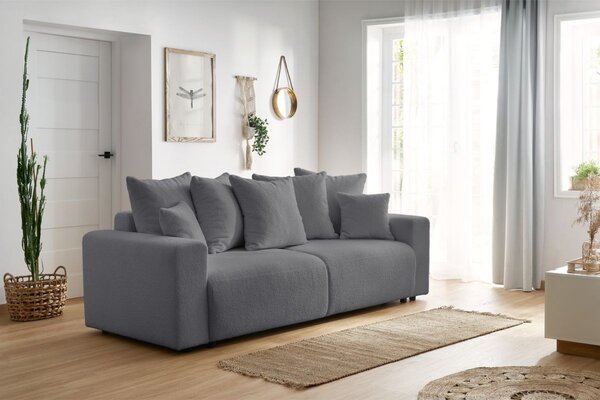 -25 % Dny MOMENTI– Bobochic Paris Tmavě šedá bouclé rozkládací pohovka Envy 245 cm