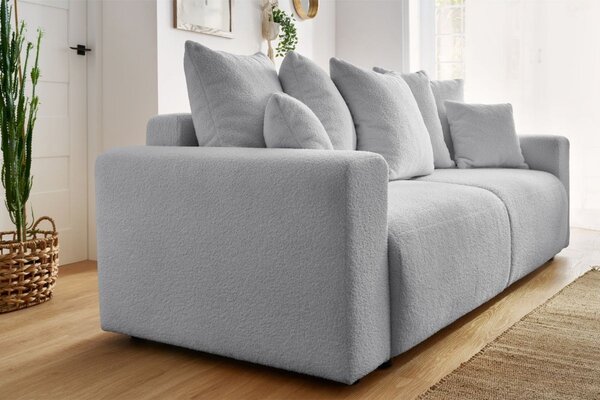 -25 % Dny MOMENTI– Bobochic Paris Světle šedá bouclé rozkládací pohovka Envy 245 cm