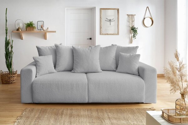-25 % Dny MOMENTI– Bobochic Paris Světle šedá bouclé rozkládací pohovka Envy 245 cm