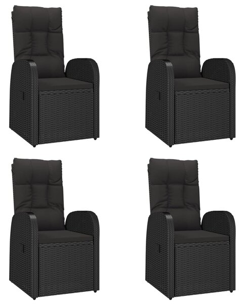 5dílný zahradní jídelní set s poduškami černý polyratan 3157598