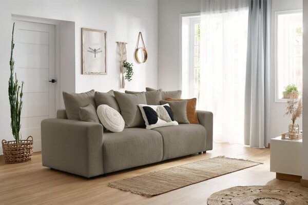 -25 % Dny MOMENTI– Bobochic Paris Hnědá bouclé rozkládací pohovka Envy 245 cm