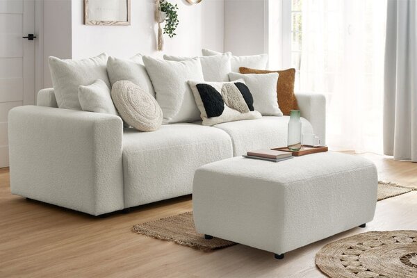 -25 % Dny MOMENTI– Bobochic Paris Bílá bouclé podnožka Envy 100 x 70 cm