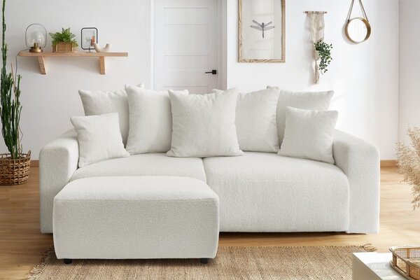 -25 % Dny MOMENTI– Bobochic Paris Bílá bouclé podnožka Envy 100 x 70 cm
