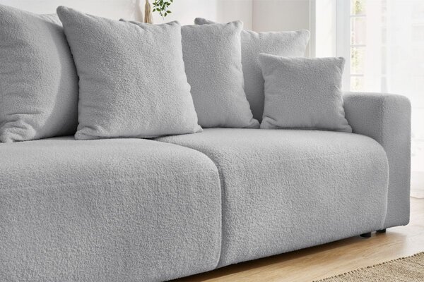 -25 % Dny MOMENTI– Bobochic Paris Světle šedá bouclé rozkládací pohovka Envy 245 cm