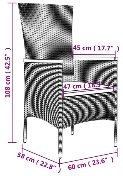3dílná zahradní sedací souprava šedá polyratan a masivní akácie 3157652