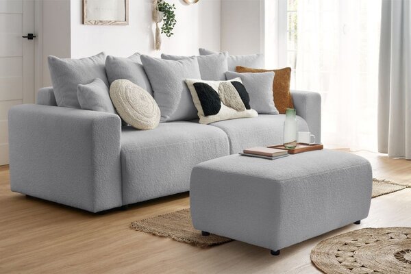 -25 % Dny MOMENTI– Bobochic Paris Světle šedá bouclé podnožka Envy 100 x 70 cm