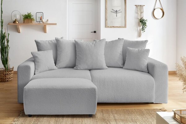 -25 % Dny MOMENTI– Bobochic Paris Světle šedá bouclé podnožka Envy 100 x 70 cm