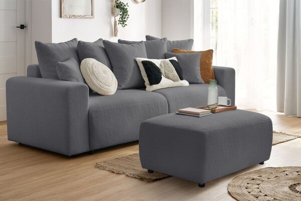 -25 % Dny MOMENTI– Bobochic Paris Tmavě šedá bouclé podnožka Envy 100 x 70 cm
