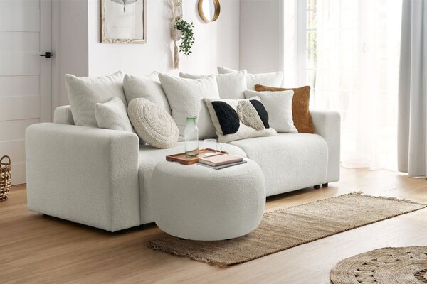 -25 % Dny MOMENTI– Bobochic Paris Bílá bouclé podnožka Envy 69 cm