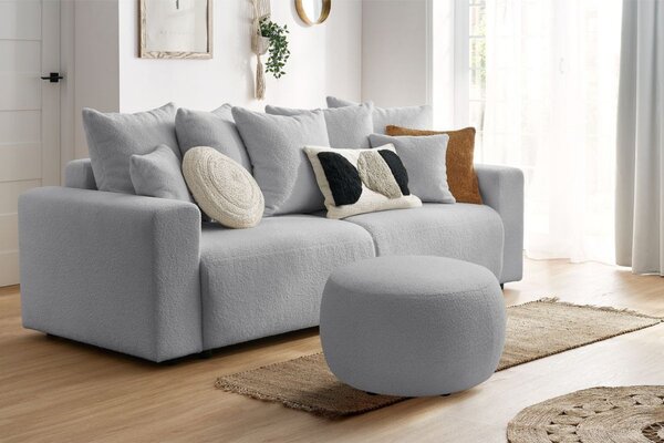 -25 % Dny MOMENTI– Bobochic Paris Světle šedá bouclé podnožka Envy 69 cm