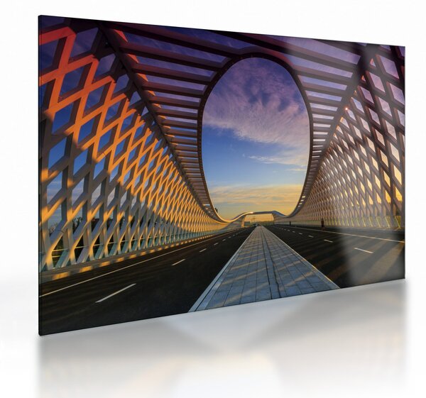 Skleněný obraz moderní architektury mostu (70x50 cm)