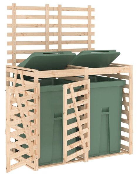 Úložný box na dvě popelnice masivní borové dřevo 3157685