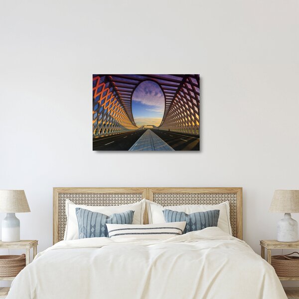 Skleněný obraz moderní architektury mostu (70x50 cm)