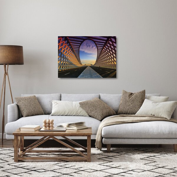 Skleněný obraz moderní architektury mostu (70x50 cm)