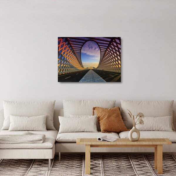 Skleněný obraz moderní architektury mostu (70x50 cm)