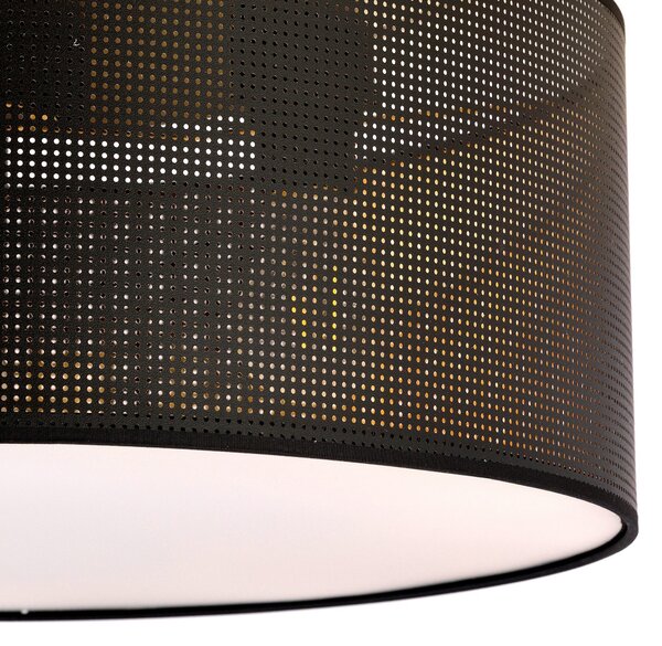 Stropní svítidlo ASTON 3 – černé, zlatá textilní stínidla, 3× E27, šířka 50 cm