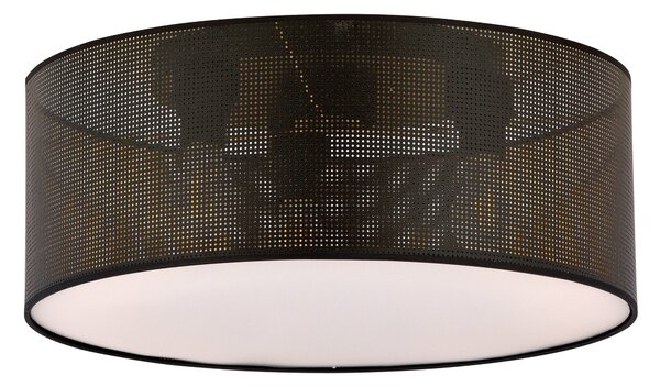 Stropní svítidlo ASTON 3 – černé, zlatá textilní stínidla, 3× E27, šířka 50 cm