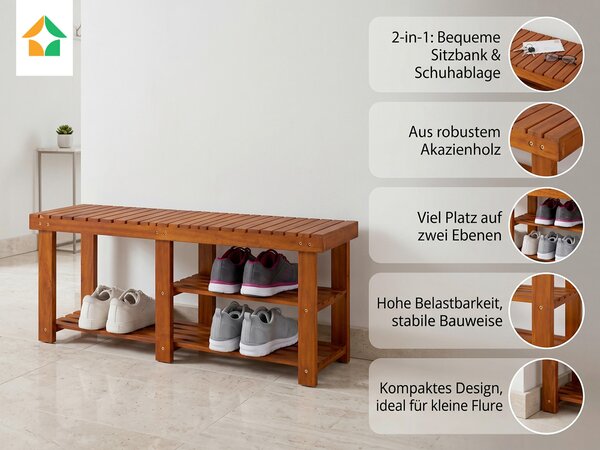 REGÁL NA BOTY, barvy akácie, akácie, Prestige Home - Regály na boty, Online Only