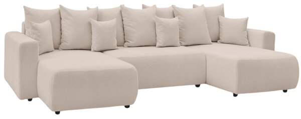 -25 % Dny MOMENTI– Bobochic Paris Béžová bouclé rohová rozkládací pohovka Envy 386 cm