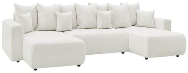 -25 % Dny MOMENTI– Bobochic Paris Bílá bouclé rohová rozkládací pohovka Envy 386 cm