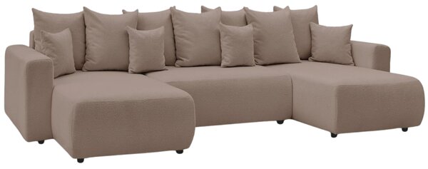 -25 % Dny MOMENTI– Bobochic Paris Hnědá bouclé rohová rozkládací pohovka Envy 386 cm